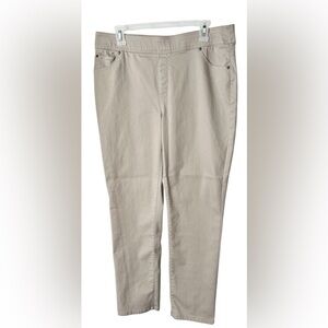 Kim Rogers Khaki Straight-Leg Pants with tummy control panel, size 12.